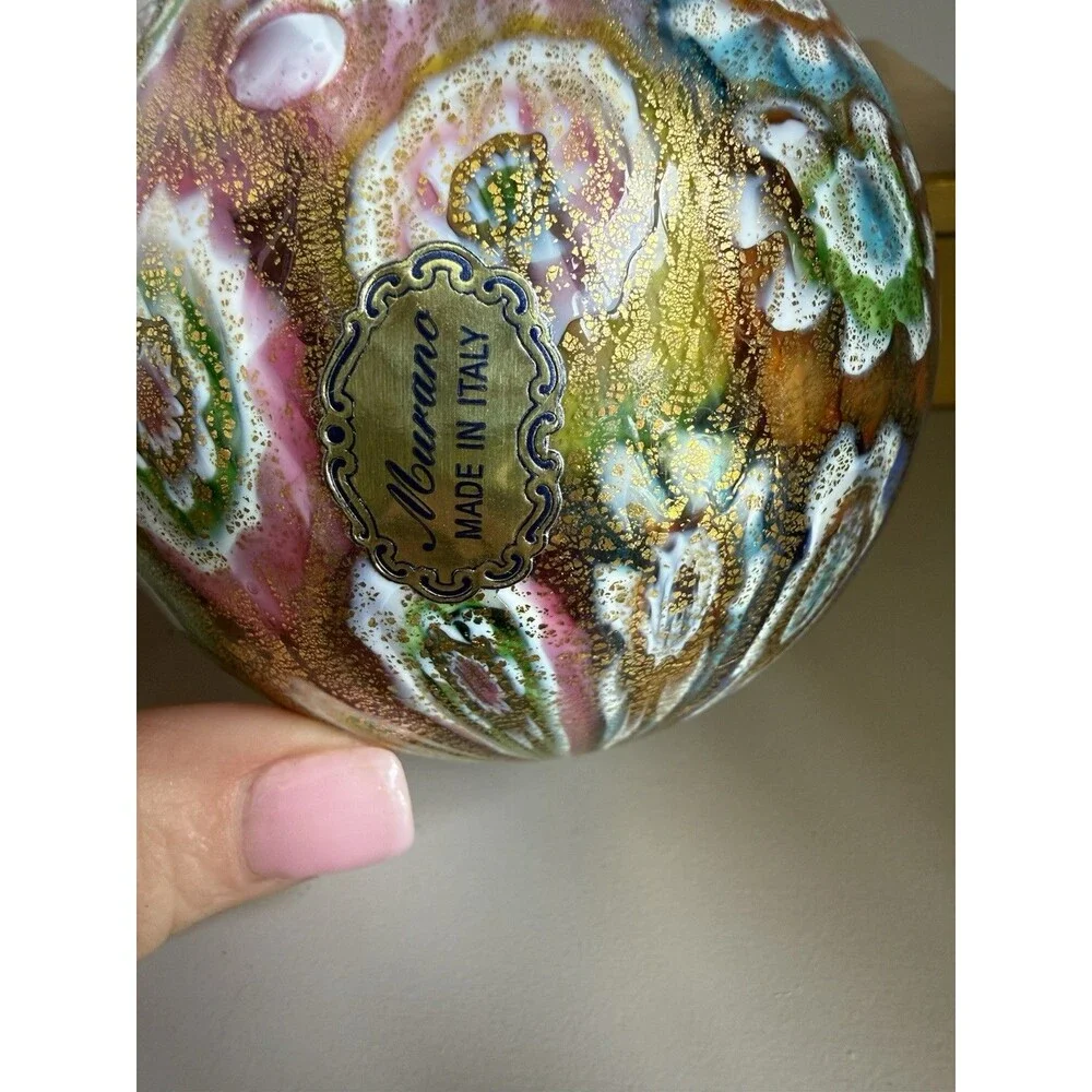 Murano Hand Blown Glass Millefiori Design 4 Inch Ornament Italy